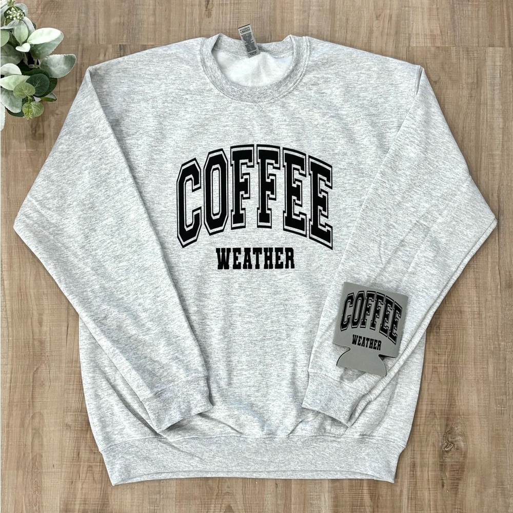 Premium Heavy Blend Coffee Weather Ash Sweatshirt w/ Can Cooler Design